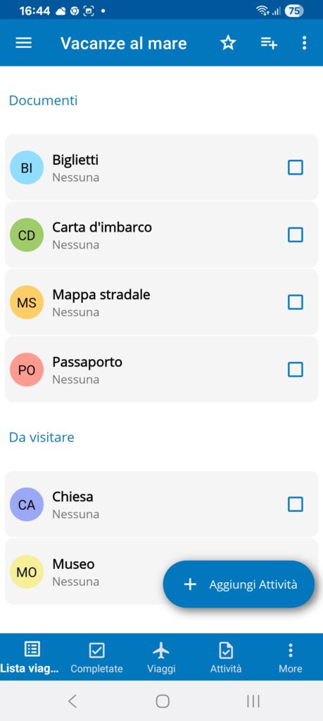 App Travel List - Lista da viaggio