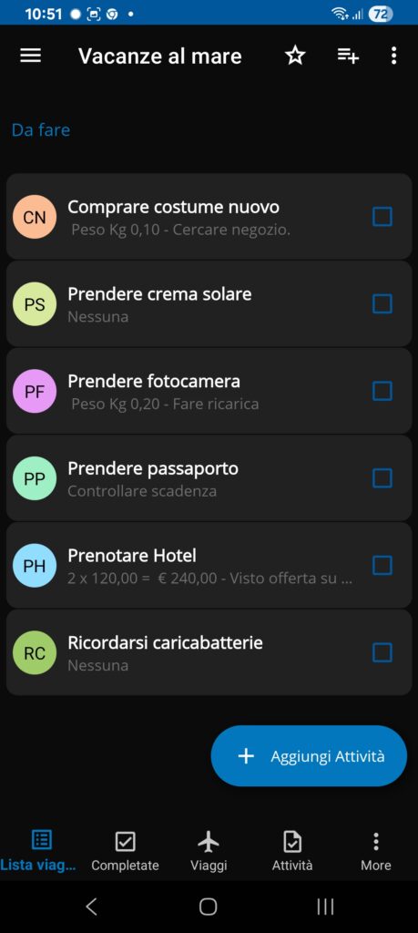 Travel List - Cose da Fare